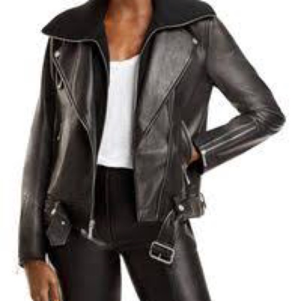 BCBGMAXAZRIA Colby Moto Leather Jacket M